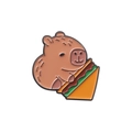 Insigne en émail Capybara de dessin animé avec un animal mignon tenant un sandwich à étages - Capybara avec Sandwich (QHXZ3152)