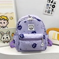 Lightweight purple kindergarten backpack with cartoon cloud patterns and Happy Bear patch - Small / Purple