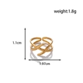 Adjustable cross line titanium steel ring in gold finish with minimalist open design - Cross Streamline Style (MN423)