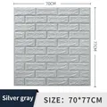 Autocollant mural 3D gris argenté 70x77cm en mousse imperméable motif briques chic - Motif Brique Gris Argent