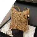 Handgefertigte gewebte Handy-Umhängetasche in Khaki mit Sternenmuster und Quasten - 18*23*3cm / Khaki