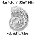 Silver nautilus shell pendant in 304 stainless steel with spiral texture and size labels - Nautilus Medium / Silver