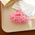 Pink coral-shaped hair claw clip with red splatter pattern in a matte resin finish - Seashell Rose Red (Plastic)