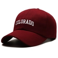 Vintage burgundy baseball cap with white Colorado embroidery in soft twill cotton - Polyester Cotton Wine Red