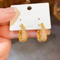 Créoles en U dorées avec pierres de zircon blanc et aiguilles en argent 925 - 111# Or (Créoles en Zircon-Tige en Argent 925)