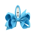 Sky blue grosgrain ribbon bow hair clip with a covered metal snap BB base - Sky Blue