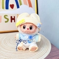 Yellow hat and striped scarf plush outfit for Labubu monster doll accessories - Newborn Baby Clothes Blue / First And Second Generation Keychains Are Compatible With La Cloth Dolls. Dolls Not Included.