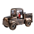 Vintage bronze Christmas truck lantern decoration with Santa Claus figurine inside - Water-filled Bronze Truck