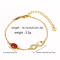 Dettaglio del bracciale infinito oro 14k con ciondolo in smalto rosso e cristalli - Oro Rugby (16+5cm)