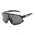 Unisex sports cycling sunglasses featuring black full-frame and dark grey lens - Black Frame Black Grey Lens