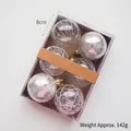 Set of 6 champagne Christmas baubles with sequins and glitter textures in gift box - 8cm Champagne