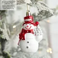 Set of 2 glittery snowman Christmas tree hanging ornaments with red and white colors - Snowman