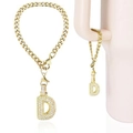 Golden Cuban chain with rhinestone letter D charm accessory for Stanley cup handle - Letter D