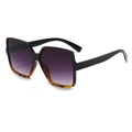 Übergroße quadratische Damen-Sonnenbrille mit schwarz-schildpattfarbenem Verlaufsrahmen - Schwarz und Leopardenmuster