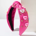 Cerchietto rosa intrecciato con ciondoli a cuore e strass per San Valentino - Rosa Rosso