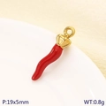 Colgante chile rojo esmaltado con tapa dorada, accesorio acero inoxidable 19x5mm - Estilo Chile Mediano 19x5mm (KLJ10195-ZLA)