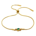 Bracelet chaîne serpent plaqué or 18 carats avec zircon vert et fermoir ajustable - Or-Zircone Vert