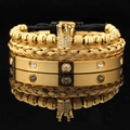 Gold Crown with White Zircon & Screw Bangle