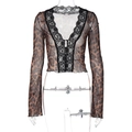 Detail von Leopard-Mesh-Cardigan mit Spitzenbesatz und Knopfleisten-Strukturansicht - S / Leopardenmuster