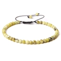 Bracelet ajustable en perles de pierre naturelle vert clair 4mm avec cordon noir - Turquoise jaune paille