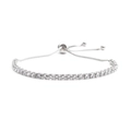 Nahaufnahme der Zirkonia-Steine und des verstellbaren Schiebeverschlusses der Silberkette - Voll-Diamant-Tennis-Kette / Silber