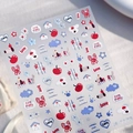 3D embossed nail stickers M-1173 with cute cartoon puppies and cherry patterns - M-1173 Planar + Hot Silver Style (M-1173)