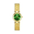 Elegant gold women's watch with a green dial and luxury bead chain bracelet - Gold Green