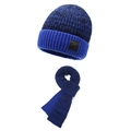 Set berretto invernale e sciarpa da uomo in lana blu navy e nera foderata in pile - Taglia unica / Blu zaffiro