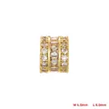 Macro detail of 6x8mm gold cylinder bead with colorful cubic zirconia pave crystals - Gold White Zirconia Small 6x8mm
