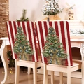Christmas tree pattern chair covers with red stripes on warm fireplace background - Red White Vertical Stripe Tree (YTM2-25)