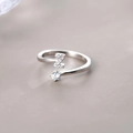 S925 sterling silver open ring featuring a crystal Z initial and a round solitaire stone - Letter Z