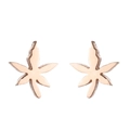 Minimalist rose gold leaf shaped stud earrings with polished stainless steel finish - Maple Leaf / Rose Gold
