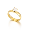 Eleganter 4 mm vergoldeter Edelstahlring mit quadratischem Zirkonia in 4-Krallen-Fassung - US 6 / Gold