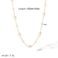 Elegant gold titanium steel necklace with white pearls and adjustable 40+6cm extension chain - Baroque Pearl Necklace (TN3406)
