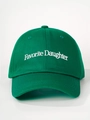 Detail van het Favorite Daughter borduursel op de groene katoenen honkbalpet - Verstelbaar / Olijfgroen