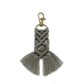 Handmade gray macrame cotton rope keychain with bronze clasp and tassel ornament - 2.5*13cm / Gray