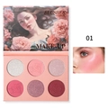 Six-color blush palette 01 with rose embossment, matte and shimmer pink tones - No. 01 - Pink & Purple Tones