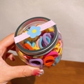Colorful high-elasticity hair ties for girls in a clear storage jar with silver lid - Jar / 66# Orange Series