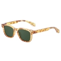 Occhiali da sole retrò da uomo con lenti polarizzate verde scuro e montatura tartarugata quadrata - Montatura Oro Tartarugata Lente Verde Scuro