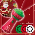Linterna de proyección de Navidad con 3 discos para 24 patrones festivos - 3 Tarjetas 24 Patrones / Rojo