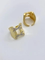 Close-up of gold-plated open ring featuring wide hollow design and micro-paved zircons - Type 01 Dual Color (X-Shape Wide Hollow)