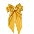 Barrette nœud en satin, accessoire cheveux ruban jaune pour femme, pince élégante rétro. - Curcuma