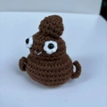 Handmade brown crochet poop doll with funny eyes and smiling face, positive gift - Poop