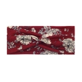 Elastisches Yoga-Haarband in Weinrot mit Blumenmuster und stilvollem Knotendesign - Rote Rosenblüte