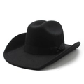 Klassieke zwarte cowboyhoed van wolvilt met striklint in een 45-graden weergave - M (56-58cm) / Zwart