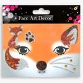 Fox themed face glitter sticker set with orange rhinestones and sparkling gem accents - Fox