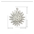 Detailed dimensions of silver sunflower stainless steel pendant, 27mm x 23mm size - Silver Large Sunflower