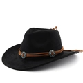 Classic black suede western cowboy hat with turquoise stone and metal fringe band - M(56-58cm) / Black