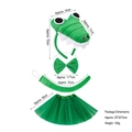 Kids green crocodile costume set with headband, tutu skirt, bow tie and tail for performances - 3D Crocodile 3-piece Set + Grass Green Tutu