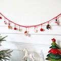 Handmade wool felt Christmas garland with snowman, gingerbread man and festive stars - Red Felt Rope - Santa and Pine Tree